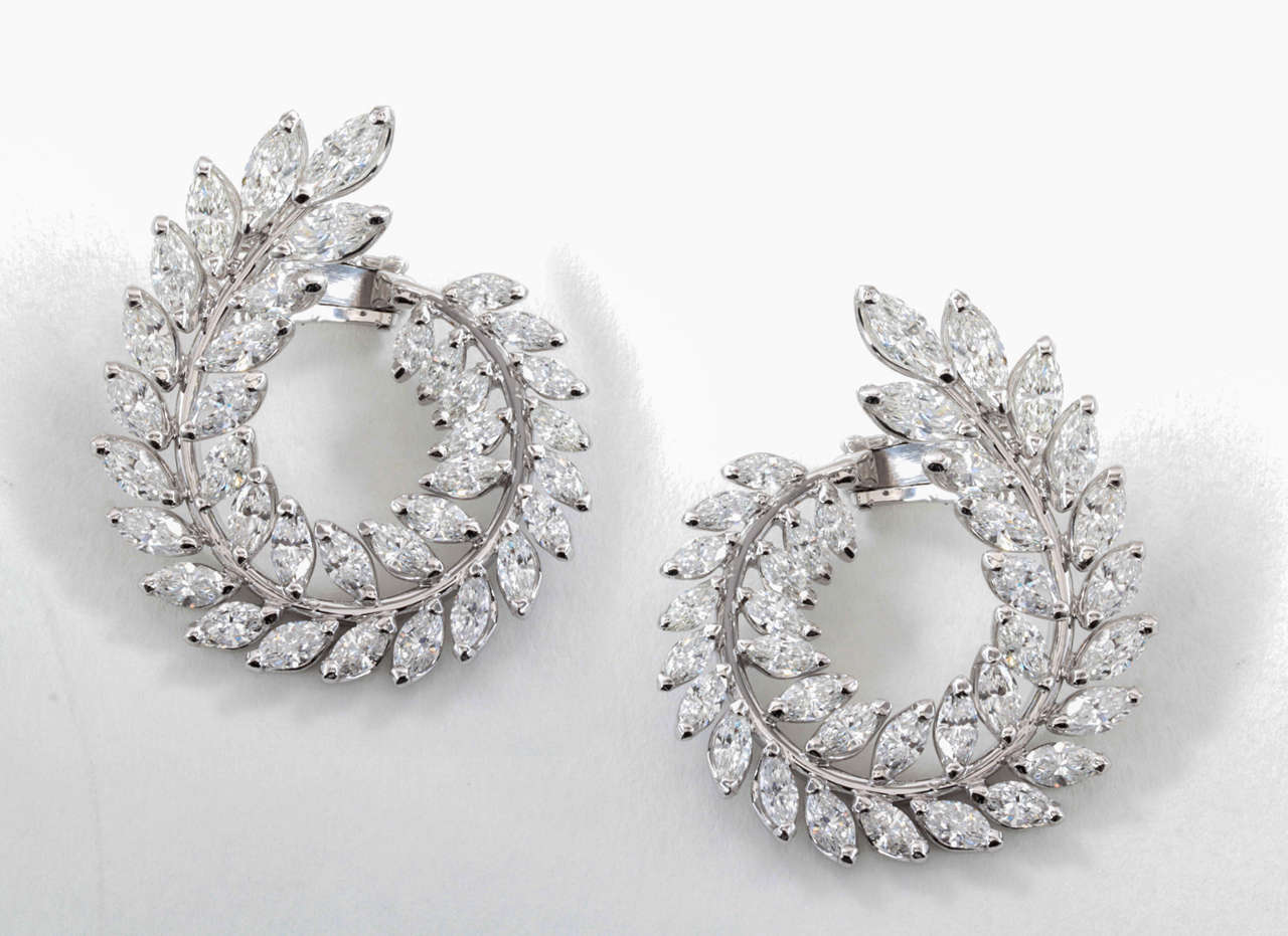 Made identical to the pairs of fabulous earrings worn on the red carpet today, these are the perfect earrings to add to any collection!

12.85 carats of F color VS clarity Marquis cut diamonds set in 18k white gold.

Please contact us for