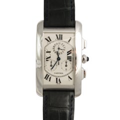 Cartier White Gold Tank Americaine Chronoflex Chronograph Wristwatch