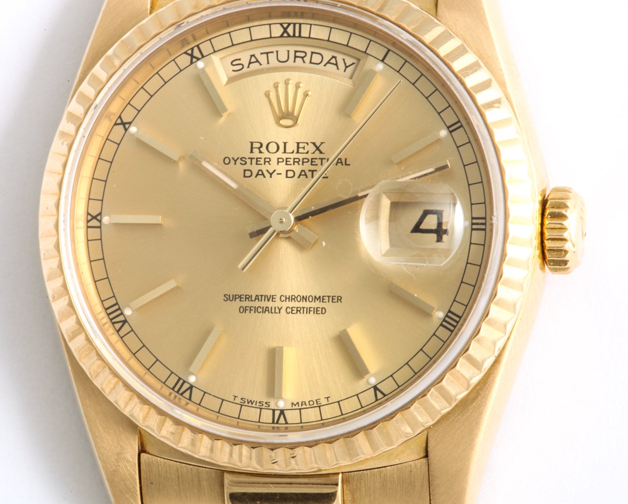 Rolex Yellow Gold Day Date President Wristwatch In Good Condition For Sale In New York, NY