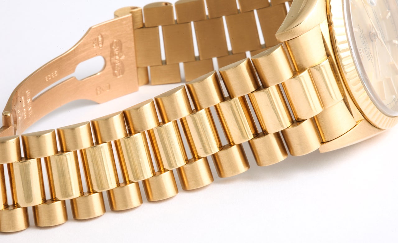 Rolex Yellow Gold Day Date President Wristwatch For Sale 3