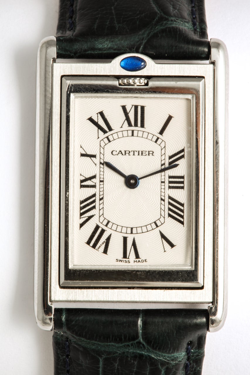 Cartier Stainless Steel Tank Basculante Wristwatch In Good Condition In New York, NY