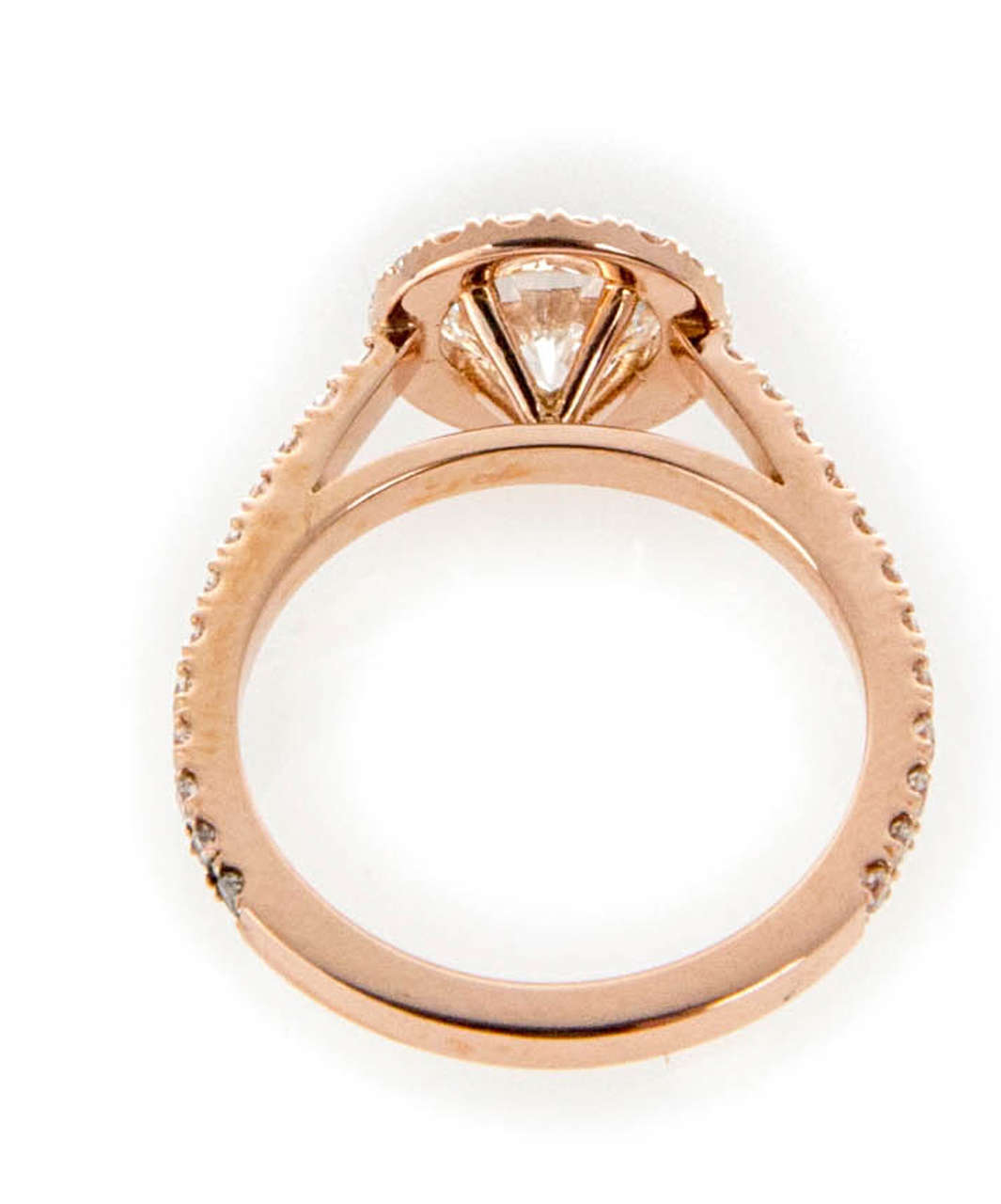 Women's Ideal Cut Diamond Halo Pink Gold Ring