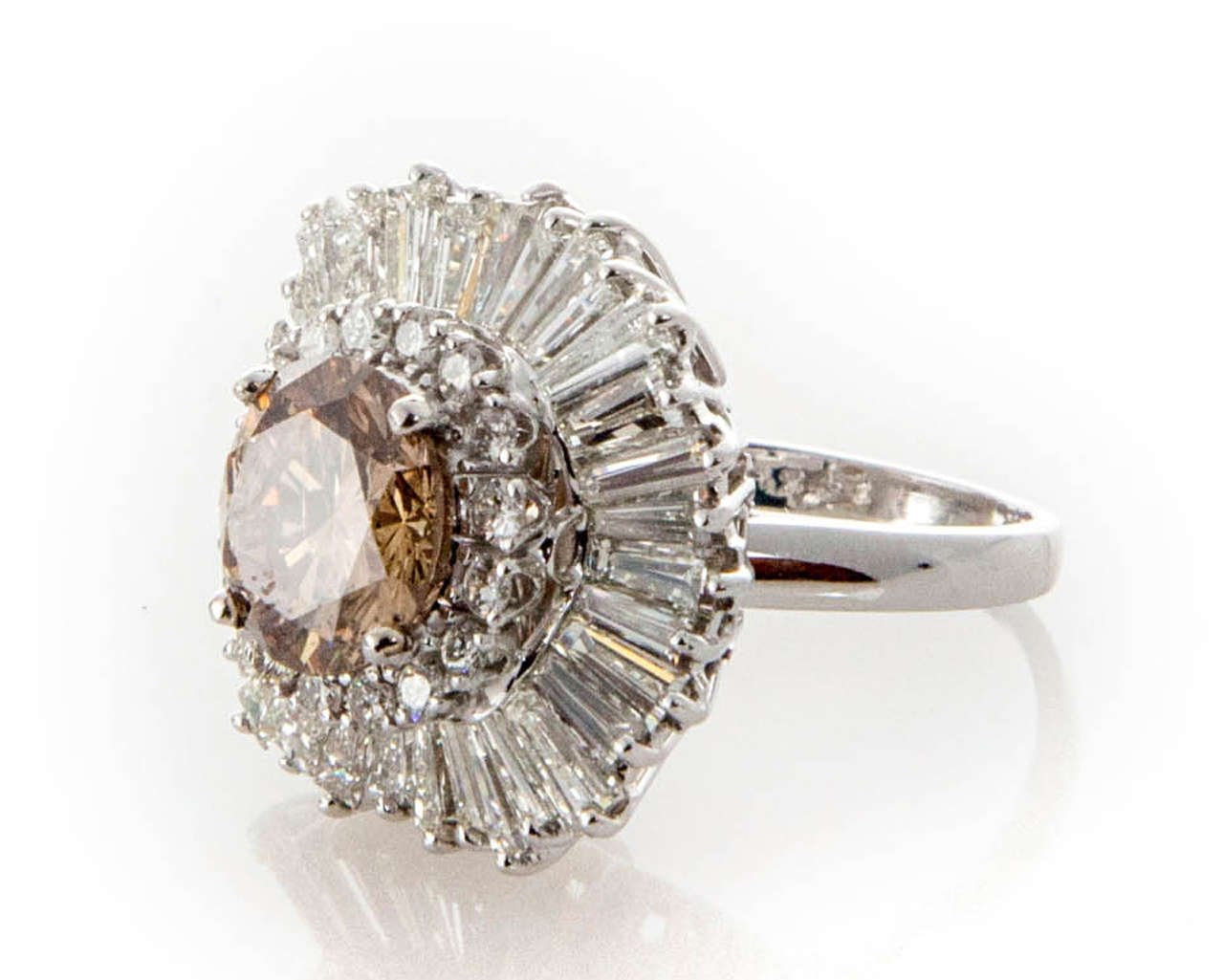 Fancy Yellow Brown Diamond Platinum Ring Pendant