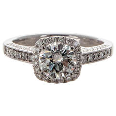 Sylvie Cushion Halo Diamond Platinum Ring 6