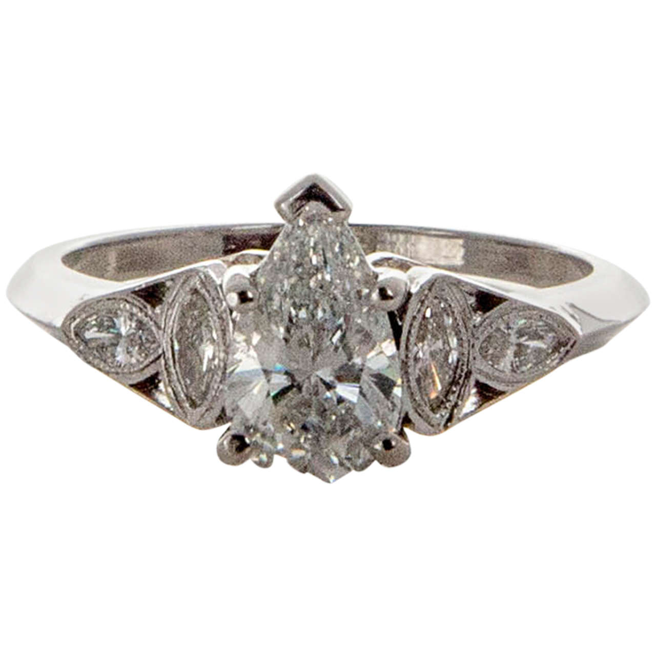 Pear and Marquise Shaped Diamond Platinum Ring