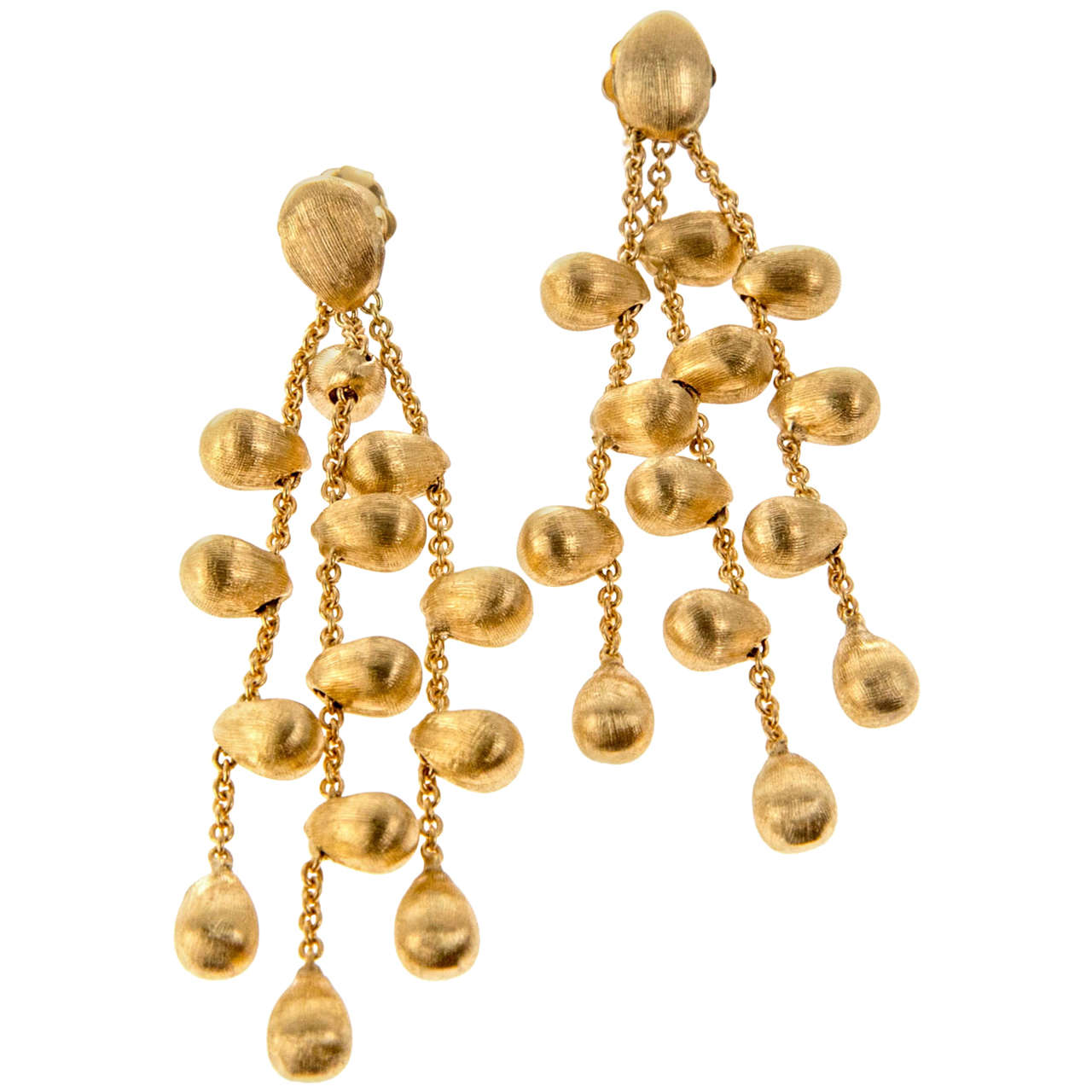 Marco Bicego Paradise Yellow Gold Textured Dangle Earrings