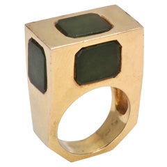 Gold And Green Jade Square Ring Gold And Green Jade Square Ring