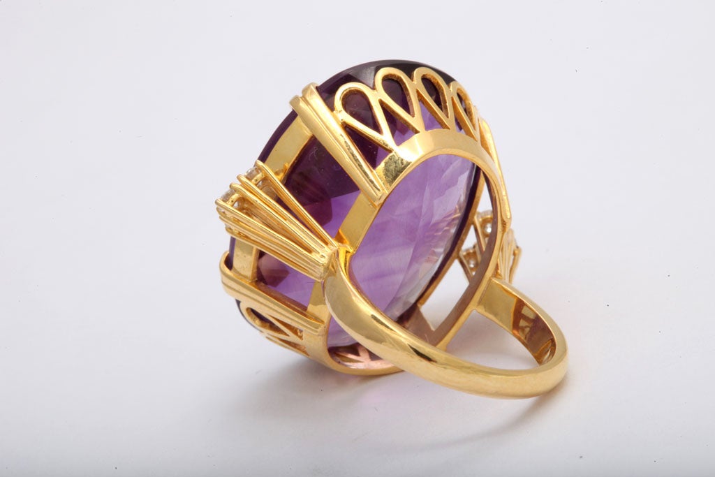 Amethyst Diamond And Gold Large Cocktail Ring 2