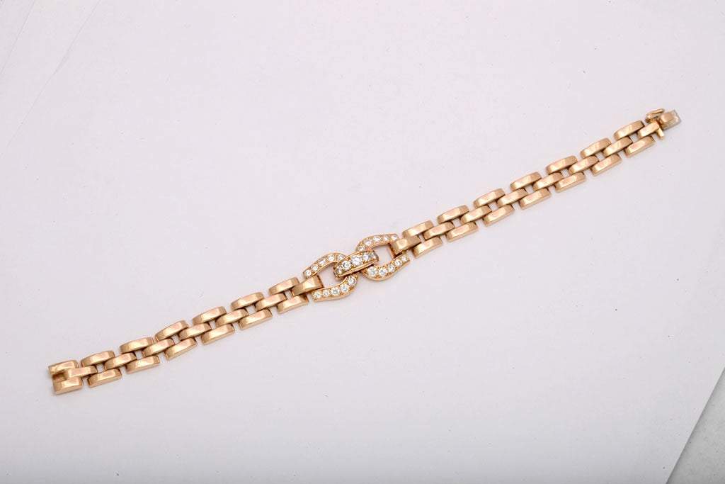 CARTIER 18KT YELLOW GOLD WITH APPROXIMATELY 2 CTS OF DIAMONDS ON STIRRUPS PANTHER LINK BRACELET MADE IN FRANCE