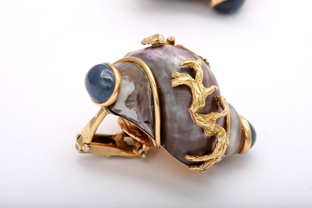 SEAMAN SCHEPPS Dark Mother Of Pearl With Cabochon Sapphires 2