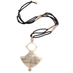 Artisan Made Sterling Silver Anchor Pendant on Beaded Chain