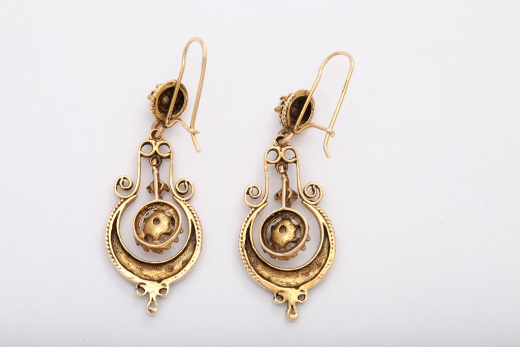 Women's English Gold and Seed Pearl Earrings