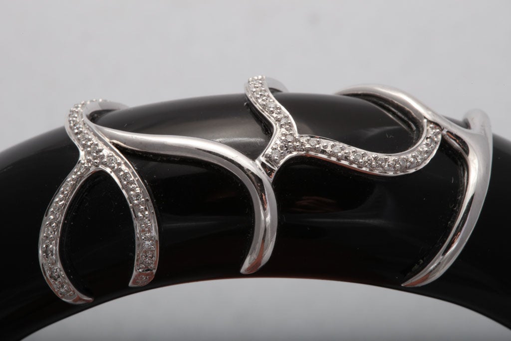 Black Onyx & Diamond Oversize Bangle 1