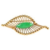 Retro 14K and Jade Brooch