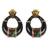 18K and Enamel Hoop Earrings
