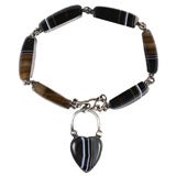 Victorian Banded Agate Heart Padlock Bracelet