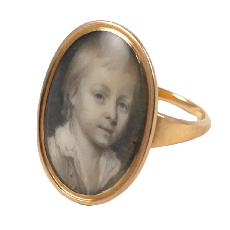 Miniature Georgian Portrait Ring of a Young Boy