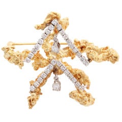 Moderne  A. Kim  Freeform Gold and Diamond Brooch