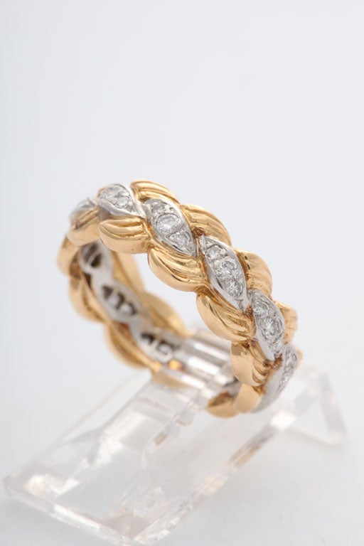Women's Van Cleef & Arpel  Diamond,  Platinum & Gold Eternity Band