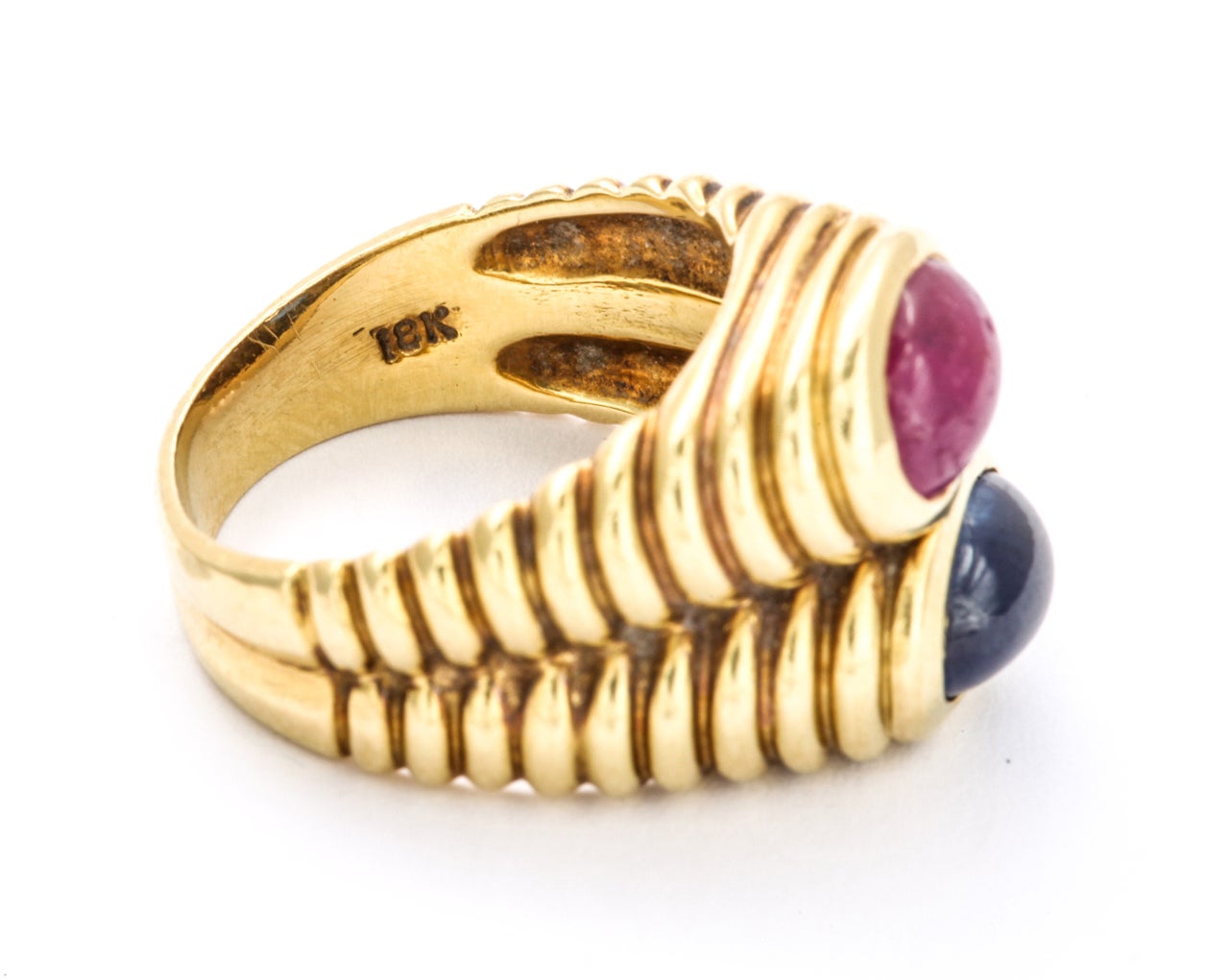 Ruby Sapphire gold Double Band Ring 2