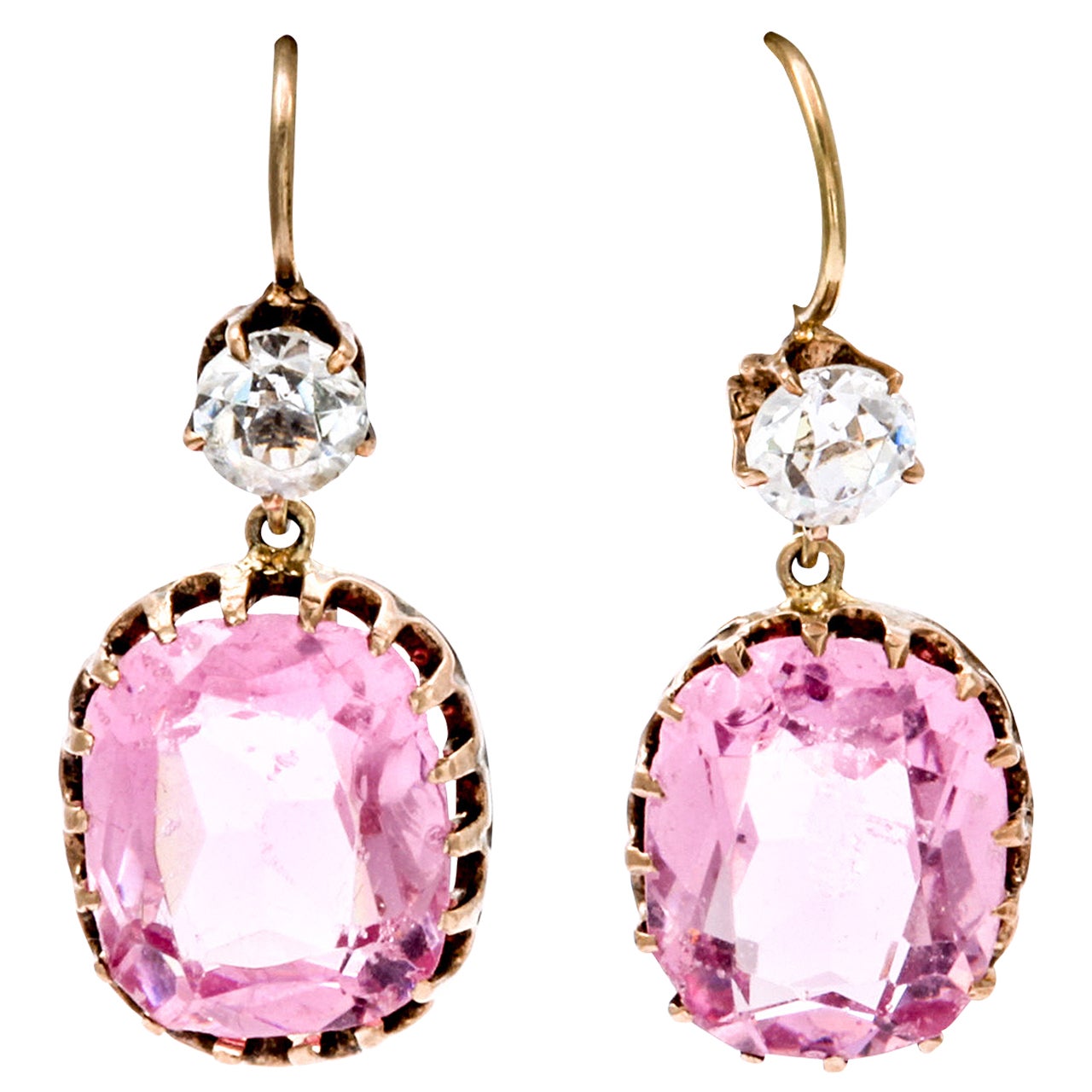 Victorian Pink and White Paste Earrings at 1stDibs