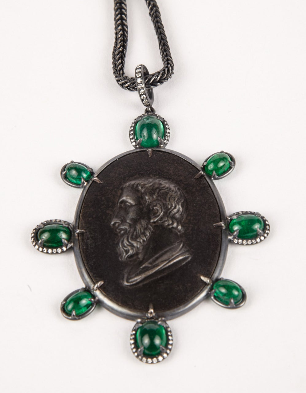 Berlin Iron and Emerald Pendant