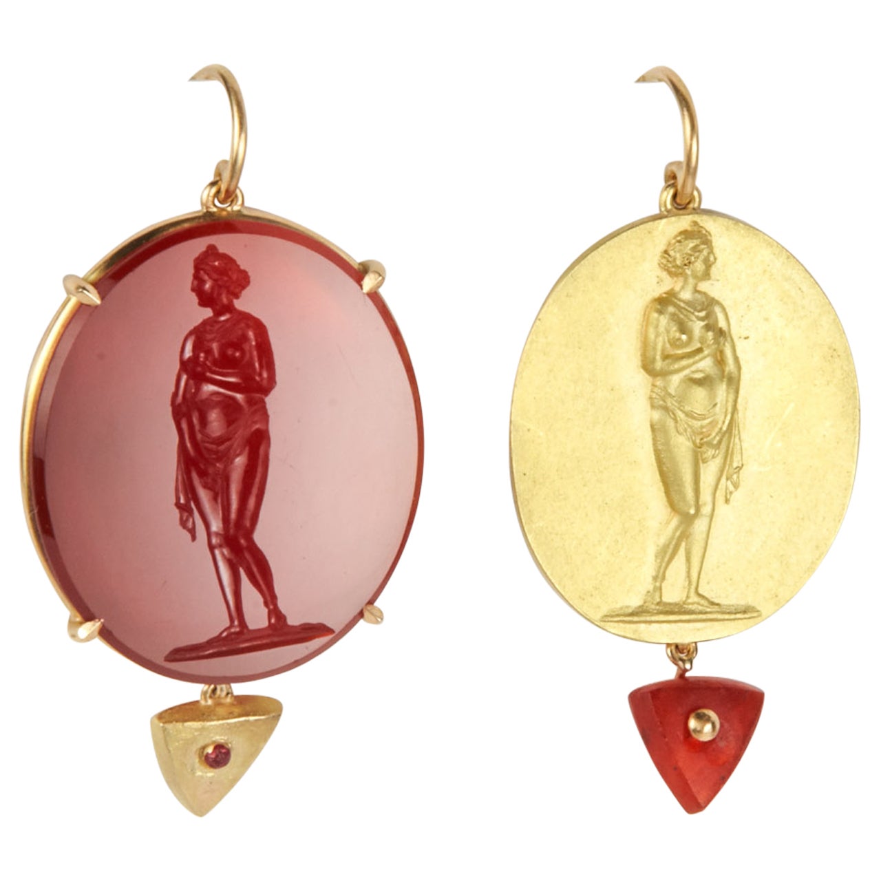 Antique Intaglio and its Impression Earrings