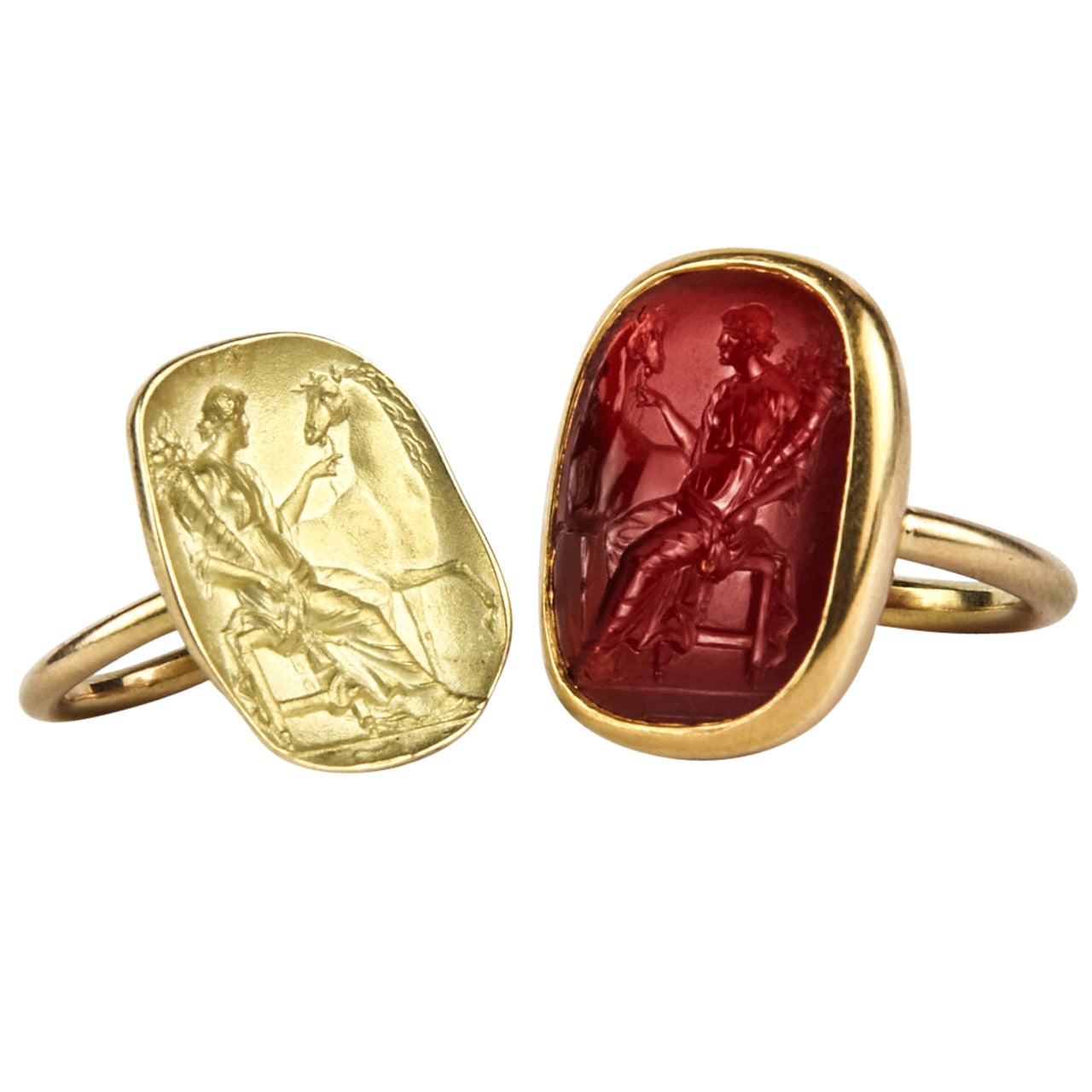Antique Carnelian Intaglio and its Impression Rings at 1stDibs