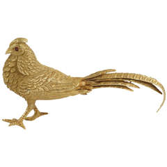 French Gold Pheasant Brooch