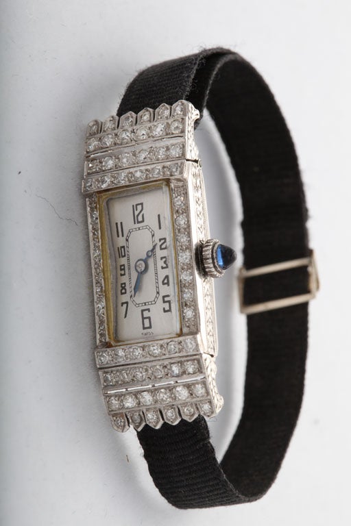 Women's Ladies Art Deco Platinum Dress Watch