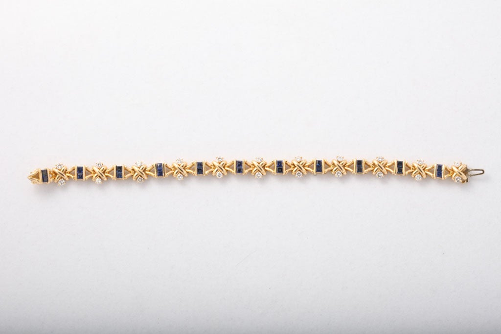 Women's 18kt Yellow Gold Diamond & Sapphire Hammerman Bros. Bracelet