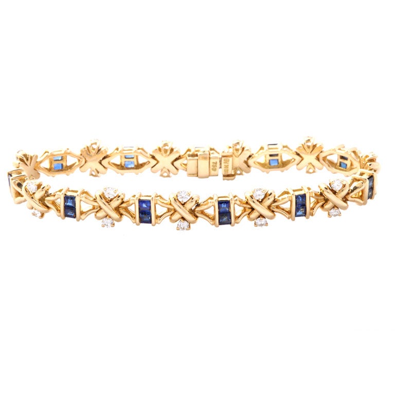 18kt Yellow Gold Diamond & Sapphire Hammerman Bros. Bracelet