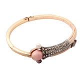 Antique Three  Pearl & Rose  Diamond  Bangle