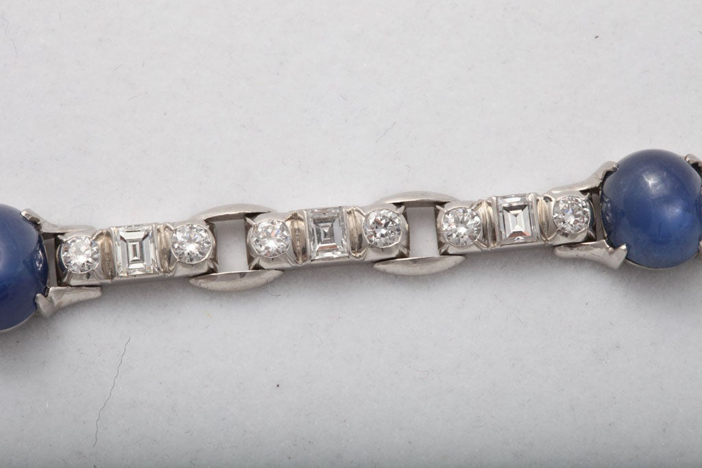 Platinum  Diamond & Star Sapphire Line Bracelet 1