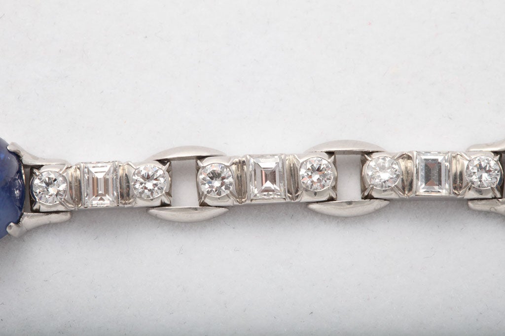 Platinum  Diamond & Star Sapphire Line Bracelet 5