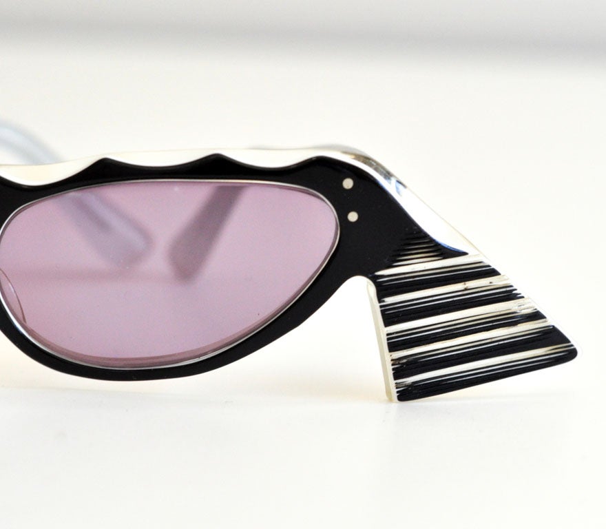 Gray Vintage French Sunglasses with Art Deco Design