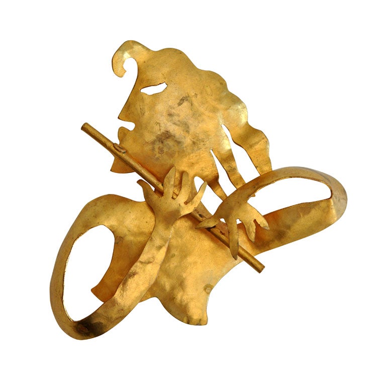 Flute Player Brooch by Herve Van Der Straeten at 1stDibs