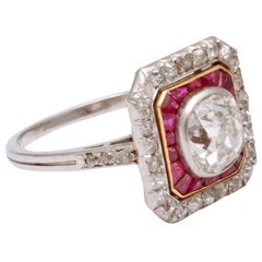 Ruby and Diamond, Platinum Engagement Ring