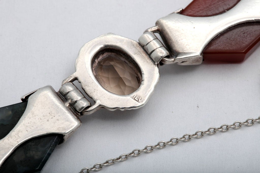 Sterling Silver-Mounted Scottish Agate Bracelet 4