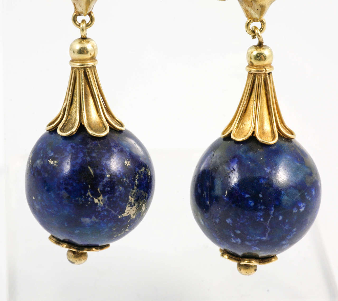 Stylish Lapis Lazuli Rams' Heads Drop Earrings In Excellent Condition For Sale In London, GB