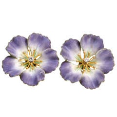 Very Pretty Enamel Pansy Earrings