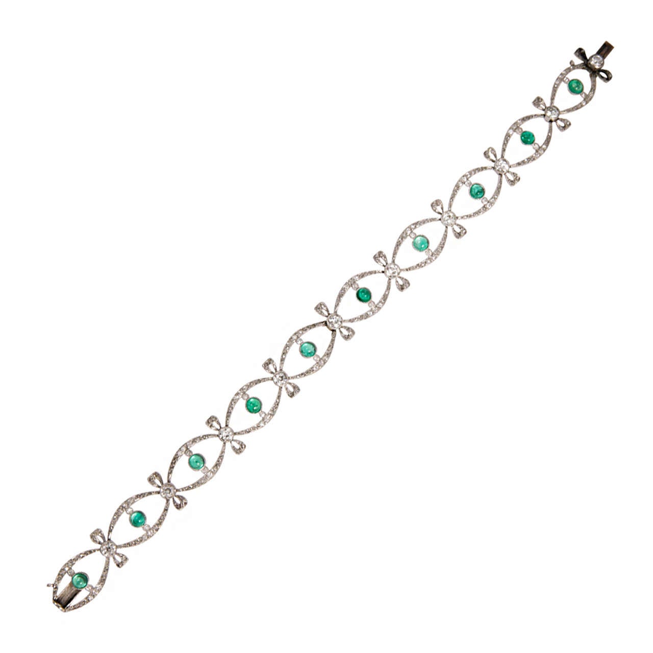 Edwardian Emerald Diamond Bracelet For Sale at 1stDibs