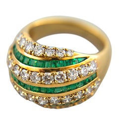 Contemparary Emerald and Diamond Ring