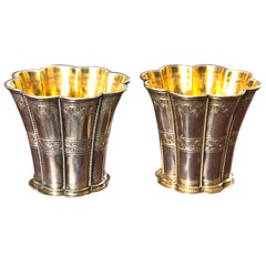 Pair of Nargrethe Sterling Silver Cups With Gilt Interior
