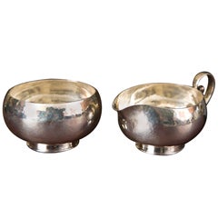 Randahl Mid-Century Sterling Silver Sugar Bowl and Creamer