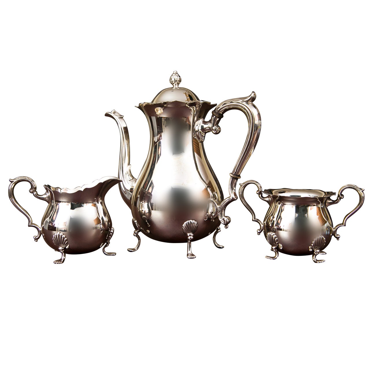 Vintage Sterling Silver 3 Piece Tea Set For Sale at 1stDibs