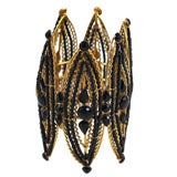 Large Jet and Brass Cuff Bracelet 9