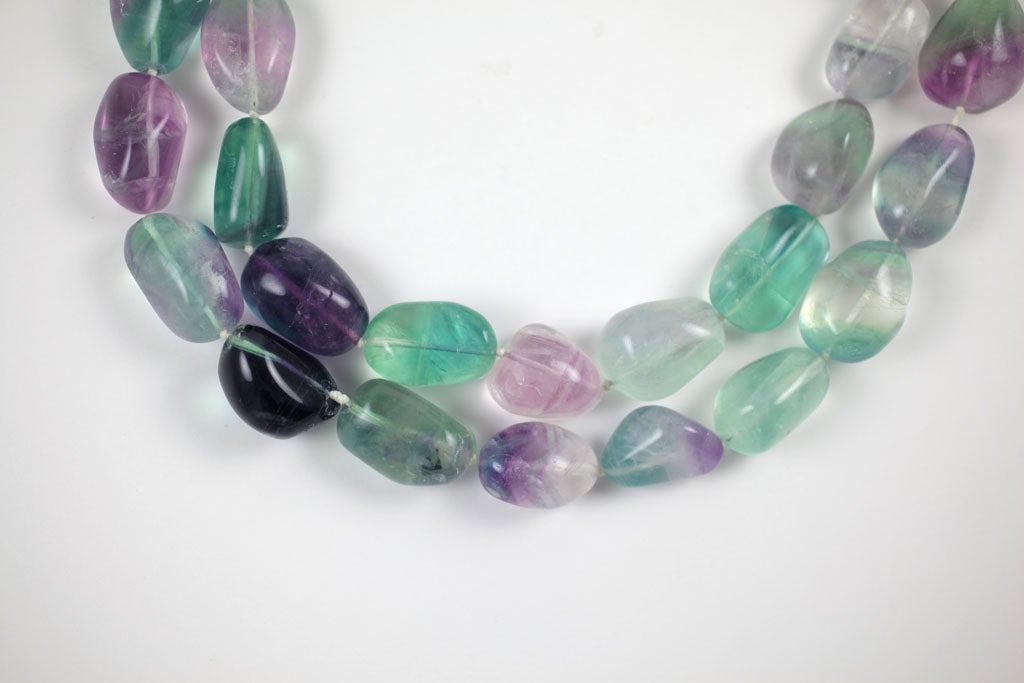 Aqua, Lavender, Clear Stone Necklace 1