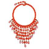 Orange Crystal Beaded Bib Necklace