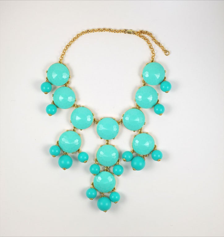 Large Two Tone Turquoise Bib Necklace